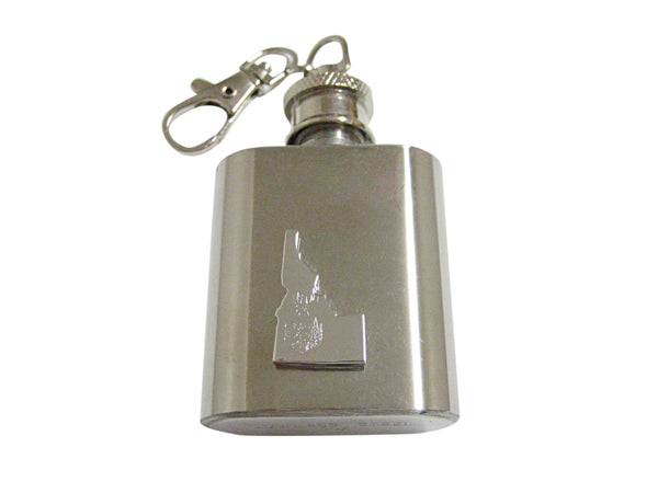 Idaho State Map Shape and Flag Design 1 Oz. Stainless Steel Key Chain Flask