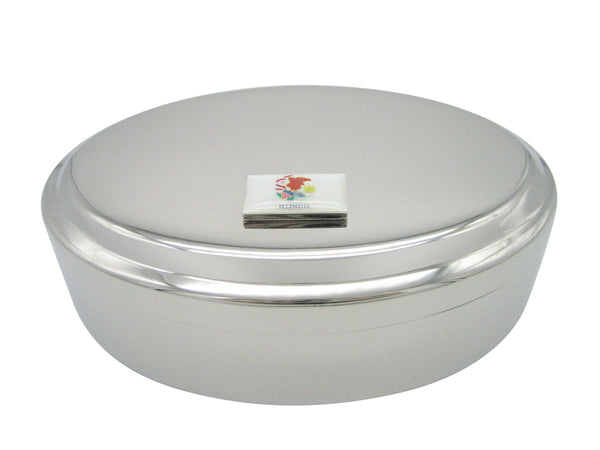 Illinois State Flag Pendant Oval Trinket Jewelry Box