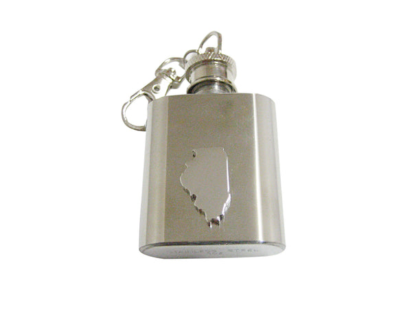 Illinois State Map Shape 1 Oz. Stainless Steel Key Chain Flask