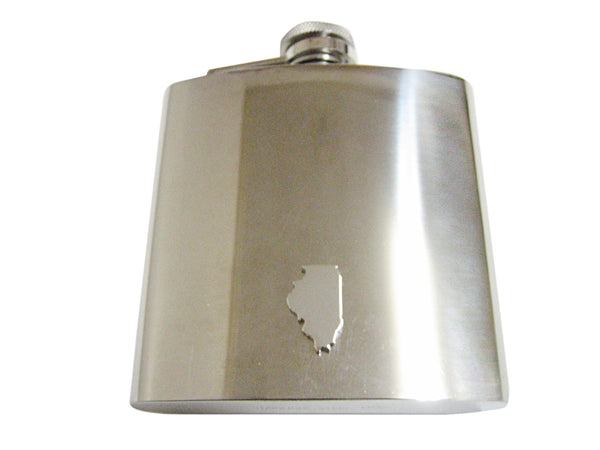 Illinois State Map Shape 6 Oz. Stainless Steel Flask
