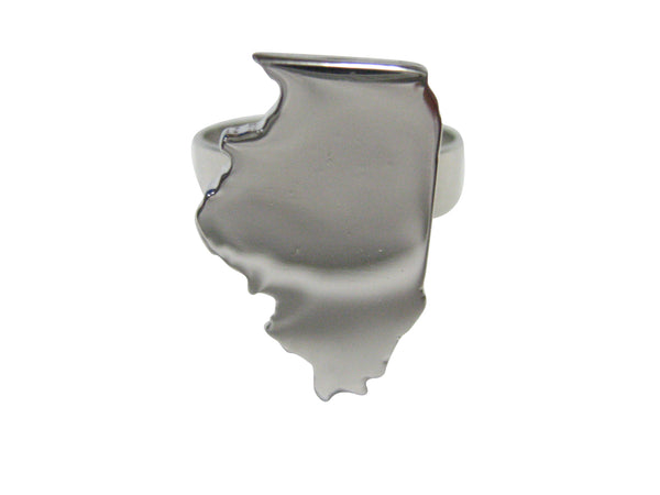 Illinois State Map Shape Adjustable Size Fashion Ring