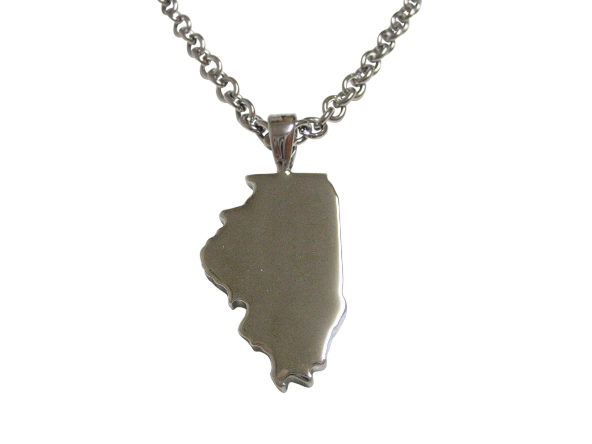 Illinois State Map Shape Pendant Necklace