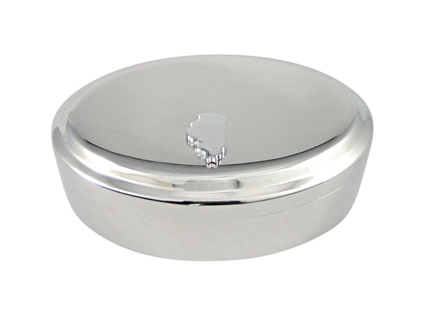 Illinois State Map Shape Pendant Oval Trinket Jewelry Box