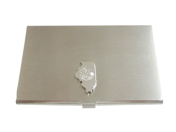 Illinois State Map Shape and Flag Design Business Card Holder