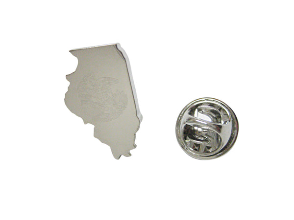 Illinois State Map Shape and Flag Design Lapel Pin