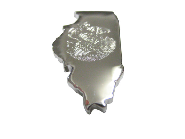Illinois State Map Shape and Flag Design Magnet
