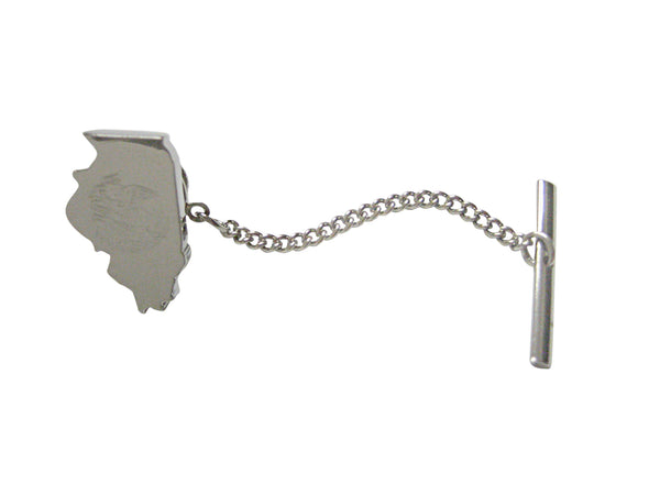 Illinois State Map Shape and Flag Design Tie Tack
