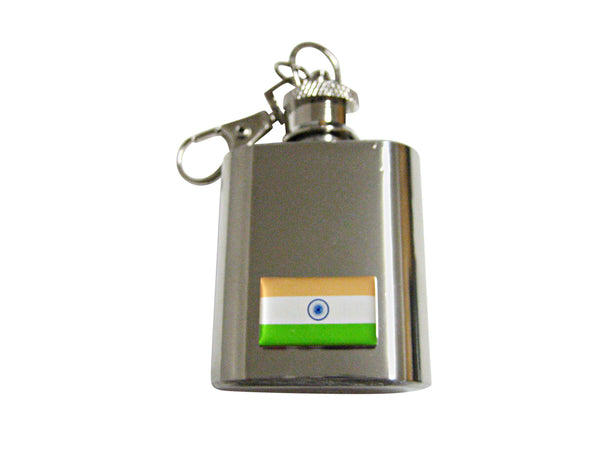 India Flag Pendant 1 Oz. Stainless Steel Key Chain Flask