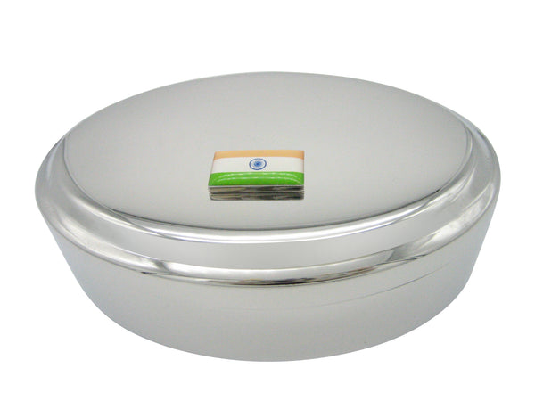 India Flag Pendant Oval Trinket Jewelry Box