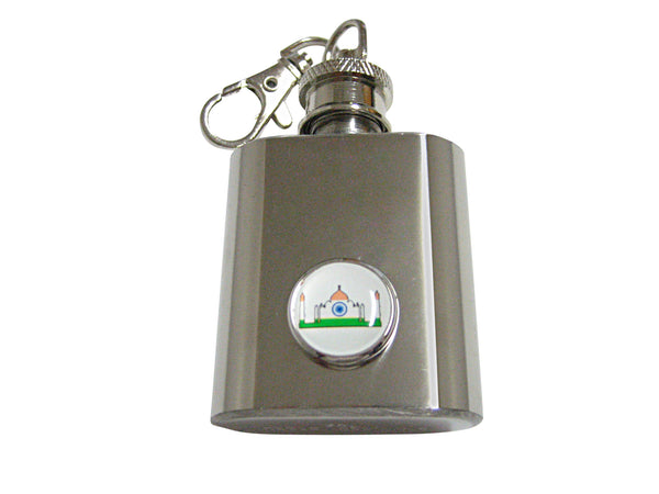 India Flag Taj Mahal 1 Oz. Stainless Steel Key Chain Flask