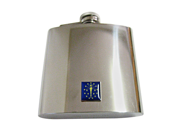Indiana State Flag Pendant 6 Oz. Stainless Steel Flask