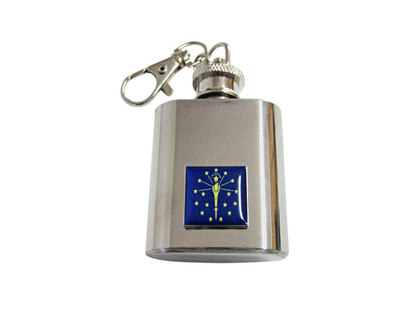Indiana State Flag Pendant 1 Oz. Stainless Steel Key Chain Flask