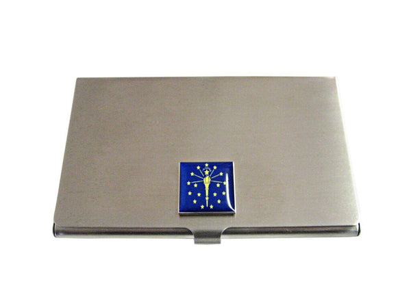 Indiana State Flag Pendant Business Card Holder
