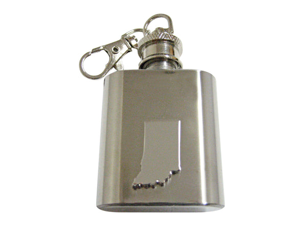 Indiana State Map Shape 1 Oz. Stainless Steel Key Chain Flask