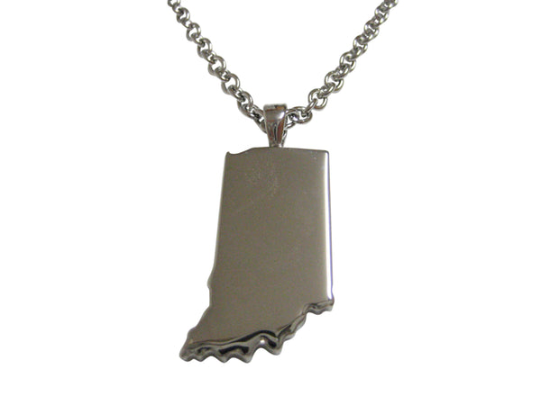 Indiana State Map Shape Pendant Necklace
