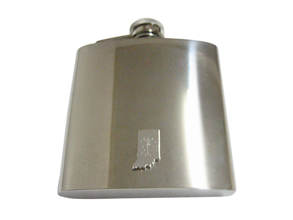Indiana State Map Shape and Flag Design 6 Oz. Stainless Steel Flask