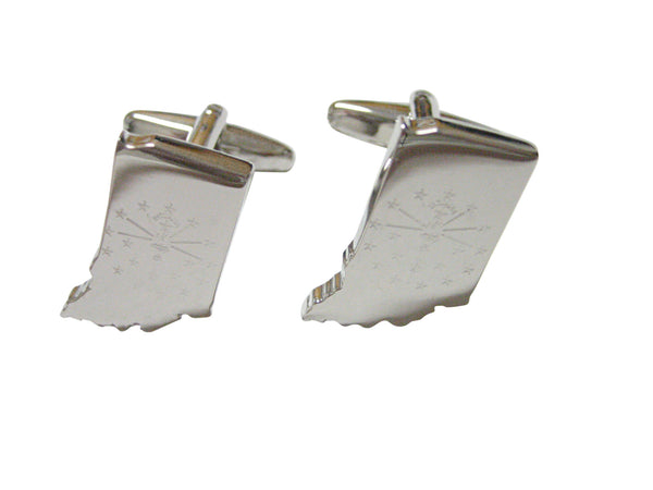 Indiana State Map Shape and Flag Design Cufflinks