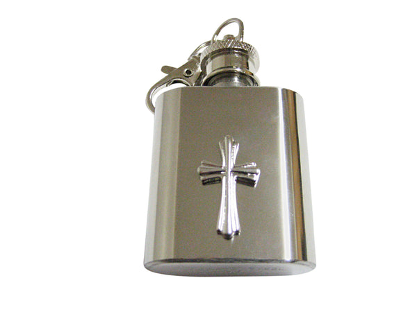 Intricately Detailed Cross 1 Oz. Stainless Steel Key Chain Flask