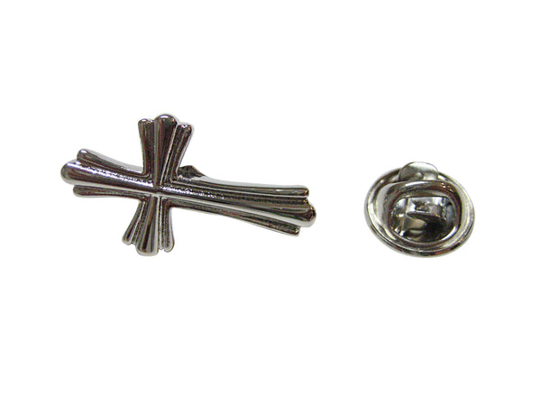 Intricately Detailed Religious Cross Lapel Pin