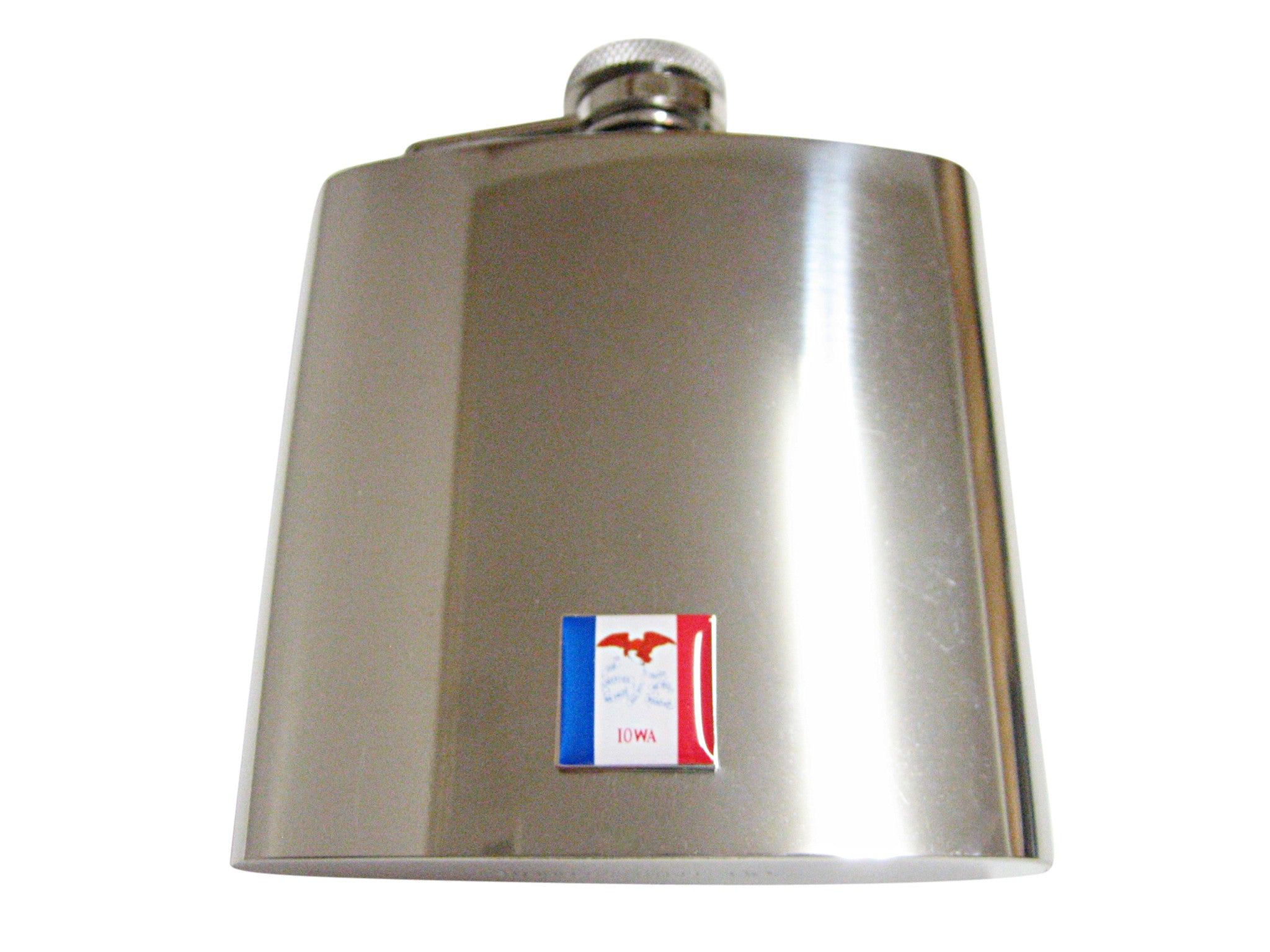 Iowa State Flag Pendant 6 Oz. Stainless Steel Flask