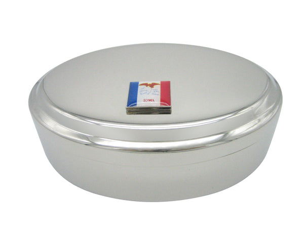 Iowa State Flag Pendant Oval Trinket Jewelry Box