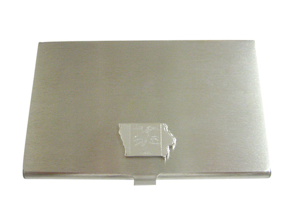 Iowa State Map Shape and Flag Design Business Card Holder