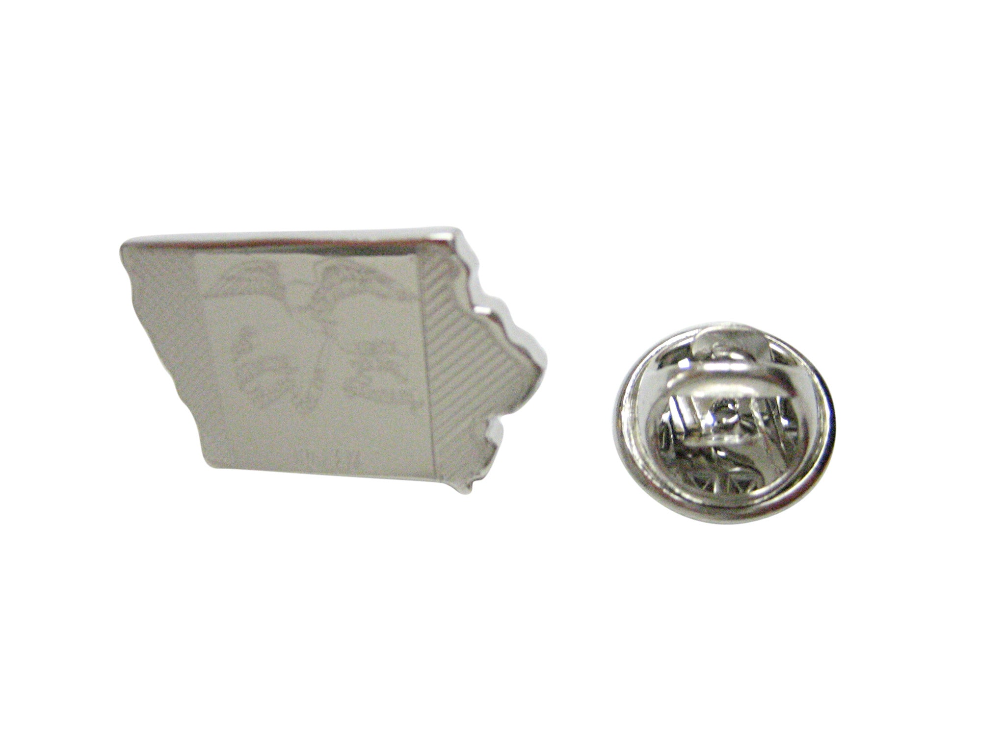 Iowa State Map Shape and Flag Design Lapel Pin