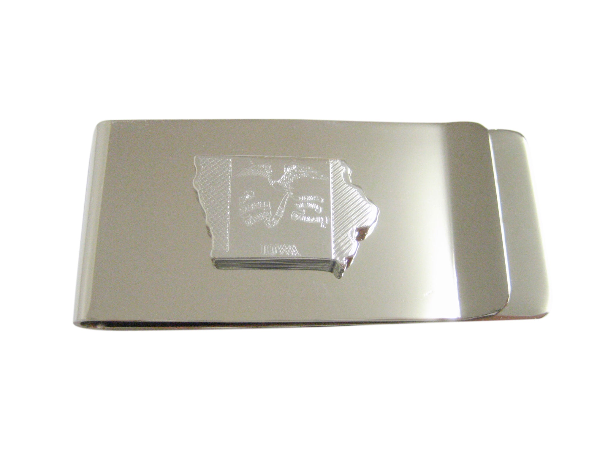 Iowa State Map Shape and Flag Design Money Clip