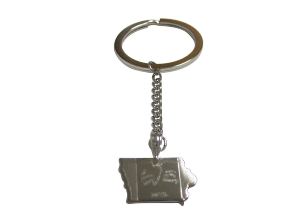 Iowa State Map Shape and Flag Design Pendant Keychain