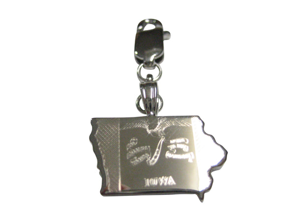 Iowa State Map Shape and Flag Design Pendant Zipper Pull Charm
