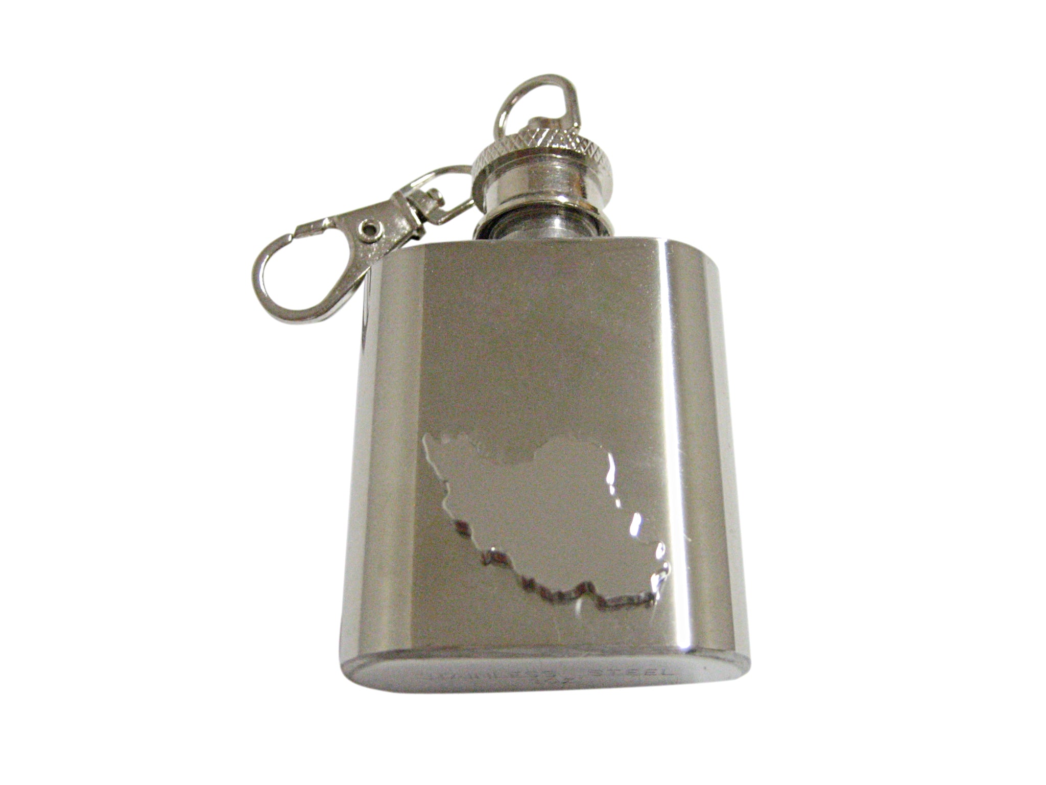 Iran Map Shape 1 Oz. Stainless Steel Key Chain Flask