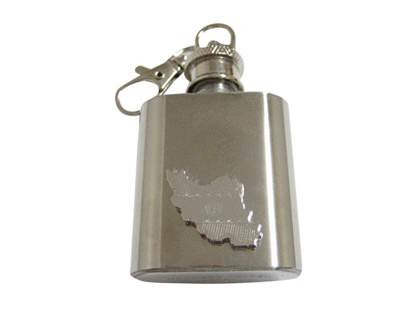 Iran Map Shape and Flag Design 1 Oz. Stainless Steel Key Chain Flask