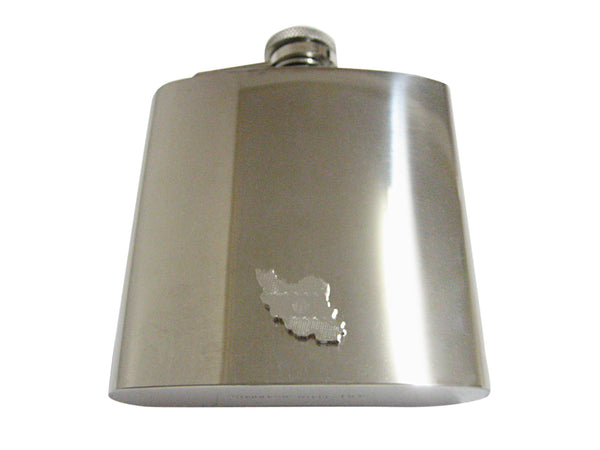 Iran Map Shape and Flag Design 6 Oz. Stainless Steel Flask