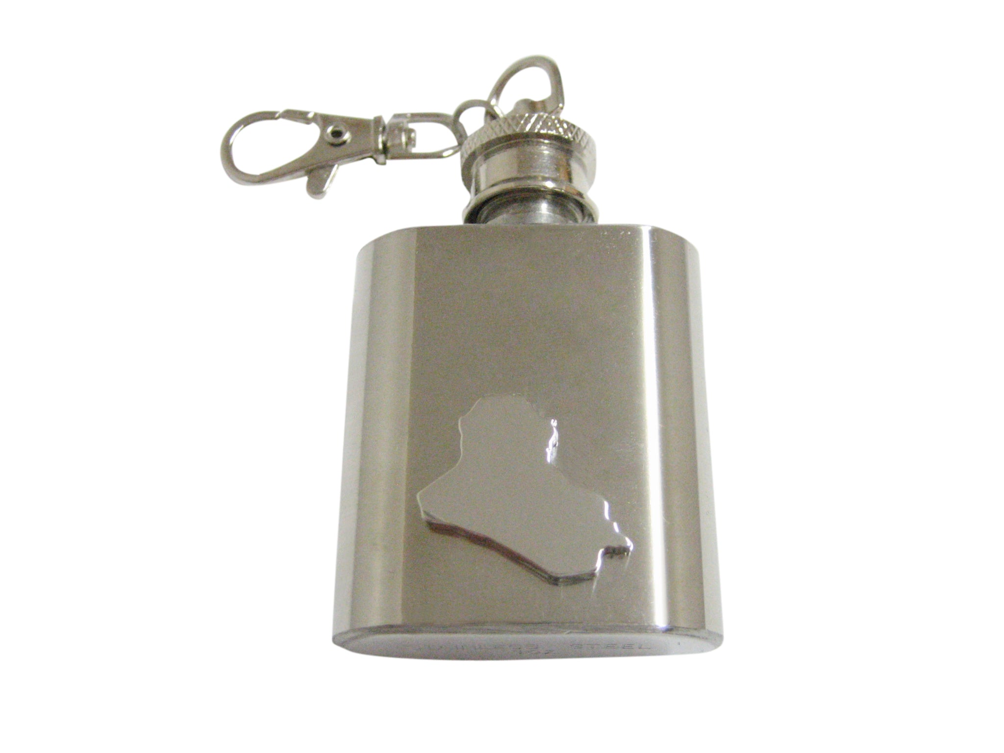Iraq Map Shape 1 Oz. Stainless Steel Key Chain Flask