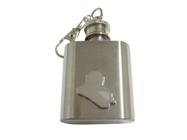 Iraq Map Shape and Flag Design 1 Oz. Stainless Steel Key Chain Flask
