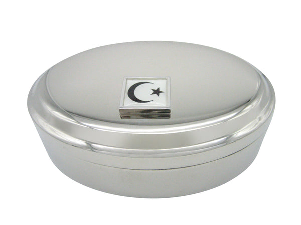 Islam Religious Flag Pendant Oval Trinket Jewelry Box