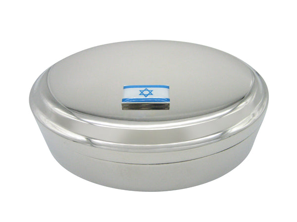 Israel Flag Pendant Oval Trinket Jewelry Box
