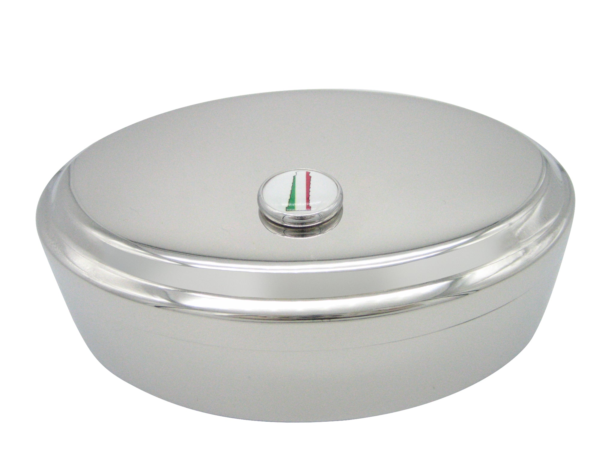 Italy Flag Leaning Tower of Pisa Pendant Oval Trinket Jewelry Box