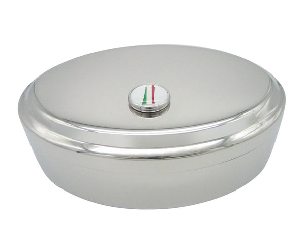 Italy Flag Leaning Tower of Pisa Pendant Oval Trinket Jewelry Box