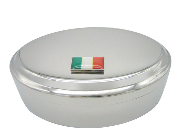 Italy Flag Pendant Oval Trinket Jewelry Box