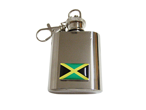 Jamaica Flag Pendant 1 Oz. Stainless Steel Key Chain Flask