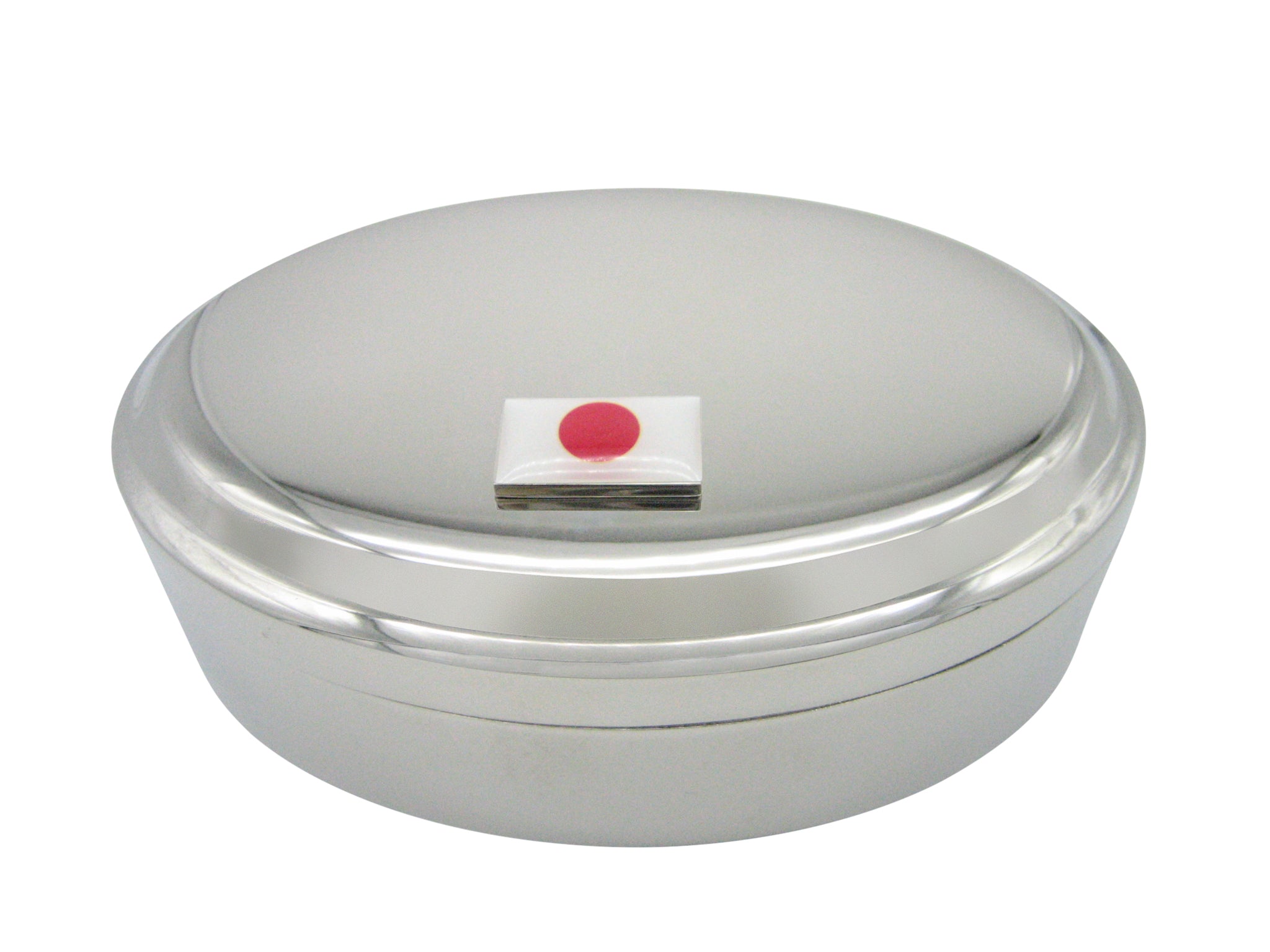 Japan Flag Pendant Oval Trinket Jewelry Box