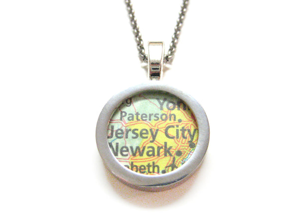 Jersey City New Jersey Map Pendant Necklace