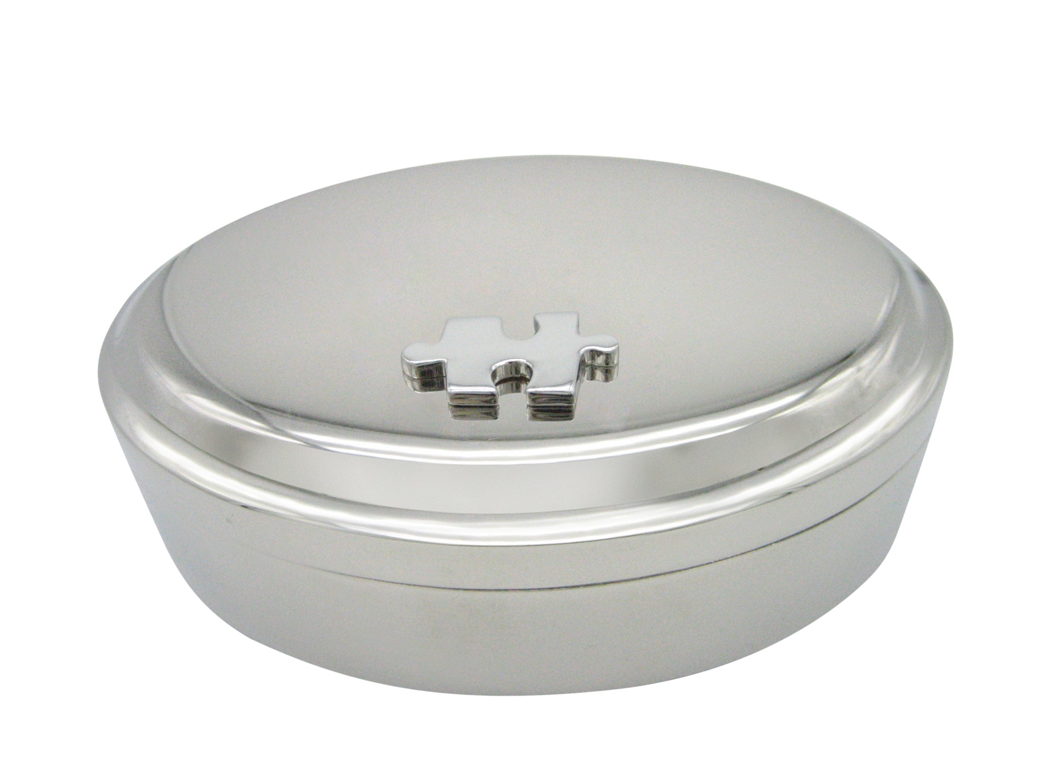 Jigsaw Puzzle Piece Pendant Oval Trinket Jewelry Box