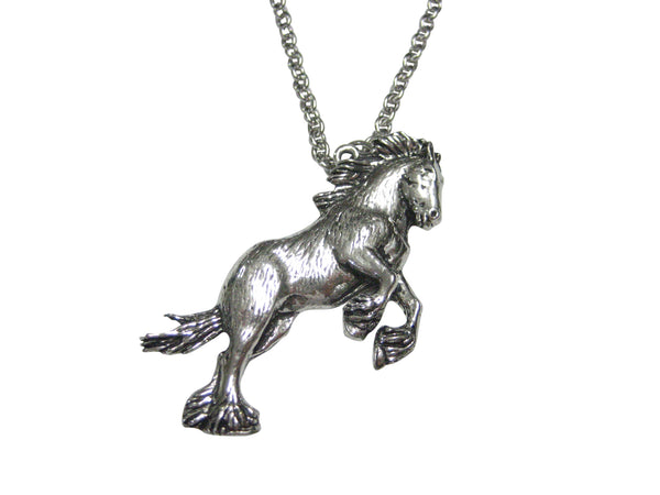 Jumping Wild Horse Pendant Necklace