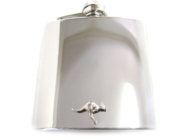 6 Oz. Stainless Steel Flask with Kangaroo Pendant