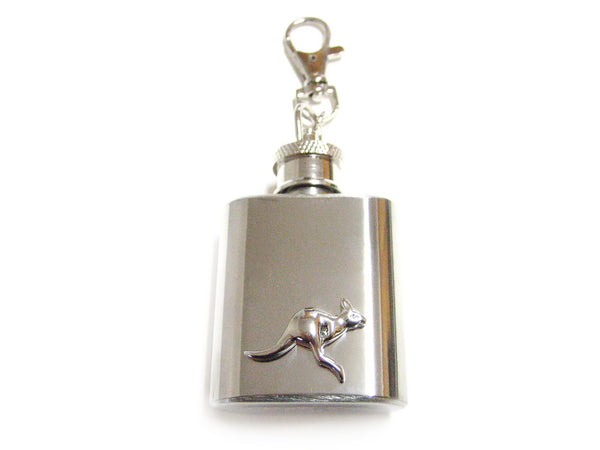 1 Oz. Stainless Steel Key Chain Flask with Kangaroo Pendant