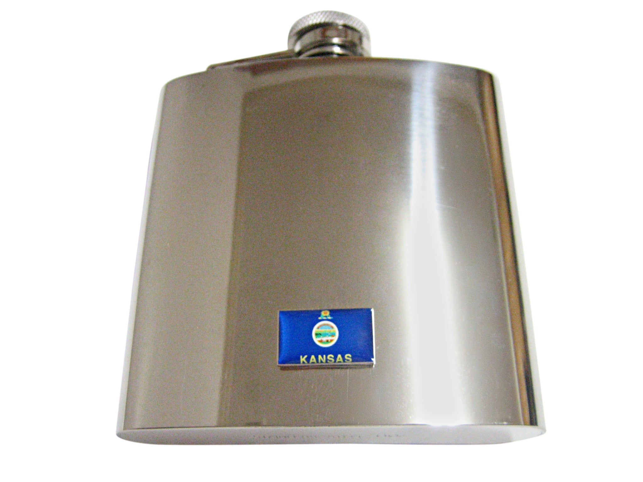 Kansas State Flag Pendant 6 Oz. Stainless Steel Flask