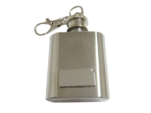Kansas State Map Shape and Flag Design 1 Oz. Stainless Steel Key Chain Flask