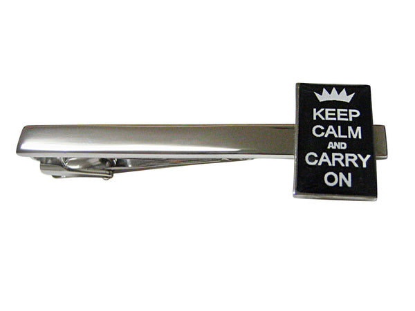 Black Keep Calm and Carry On Square Tie Clip